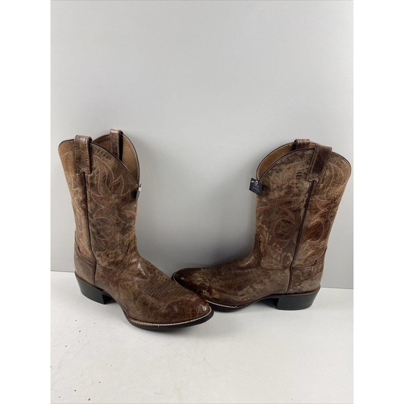 Cody James LARSEN Brown Leather Round Toe Pull On Western Boots Men’s Size 10 D